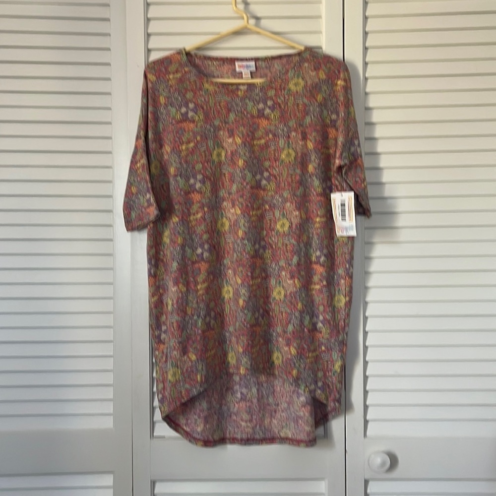 NEW! LuLaRoe Irma Tunic XXS floral Print Oversized Stretch High Low Hem